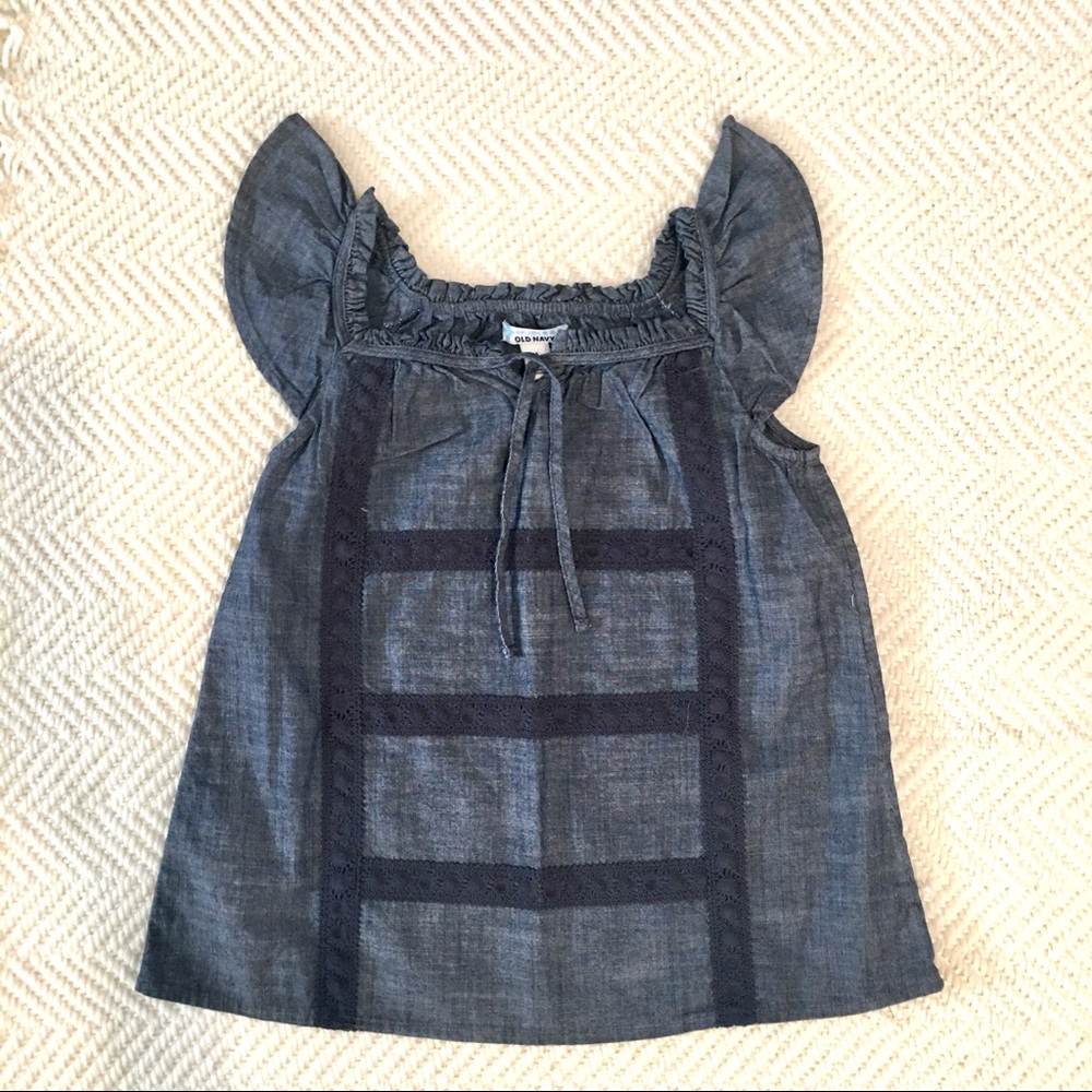Old Navy kids child girl shirt sleeveless denim cotton knit school summe…